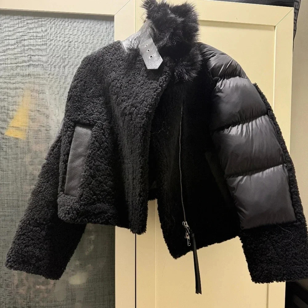 BRAND NEW AUTHENTIC Shoreditch Ski Club Lambskin Faux Fur Jacket